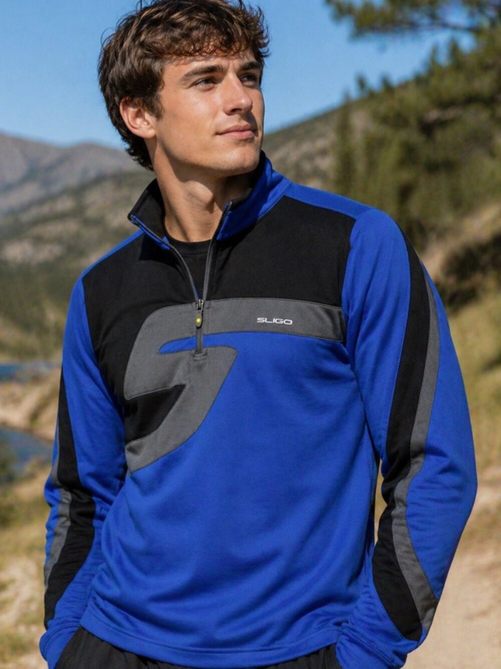 Sligo Performance Jacket Men's 1/2 Zip Pullover Athletic Jacket XXL Blue Jacket